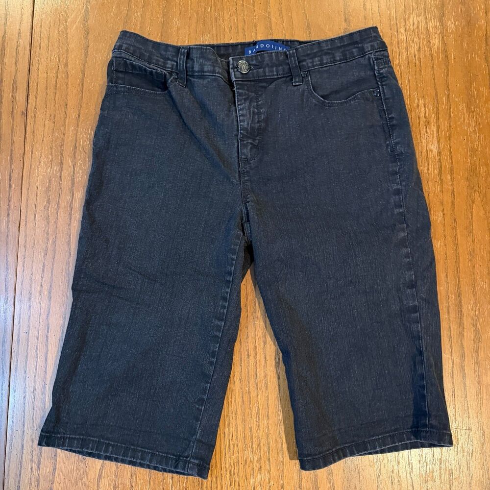 Bandolino Riley Bermuda Shorts Womens 6 Black Denim Long Walking Shorts